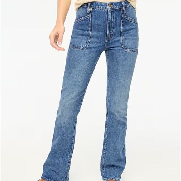NEW J. Crew High Waisted Bootcut Utility Jean All Day Stretch 25 PETITE - Picture 2 of 9